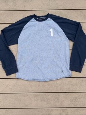 Abercrombie & Fitch Gray Muscle Long Sleeve Shirt Y2K Raglan #1 Men’s XL